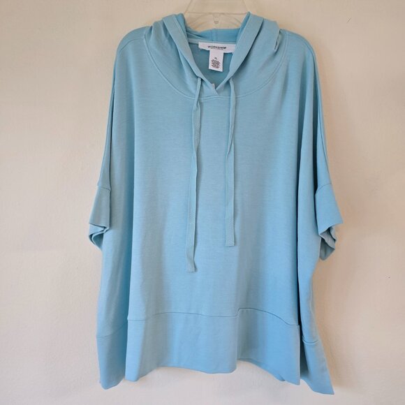 NWT Pretty Aqua Blue SS Pullover Hoodie Worshop Republic Clothing XL - Picture 13 of 16